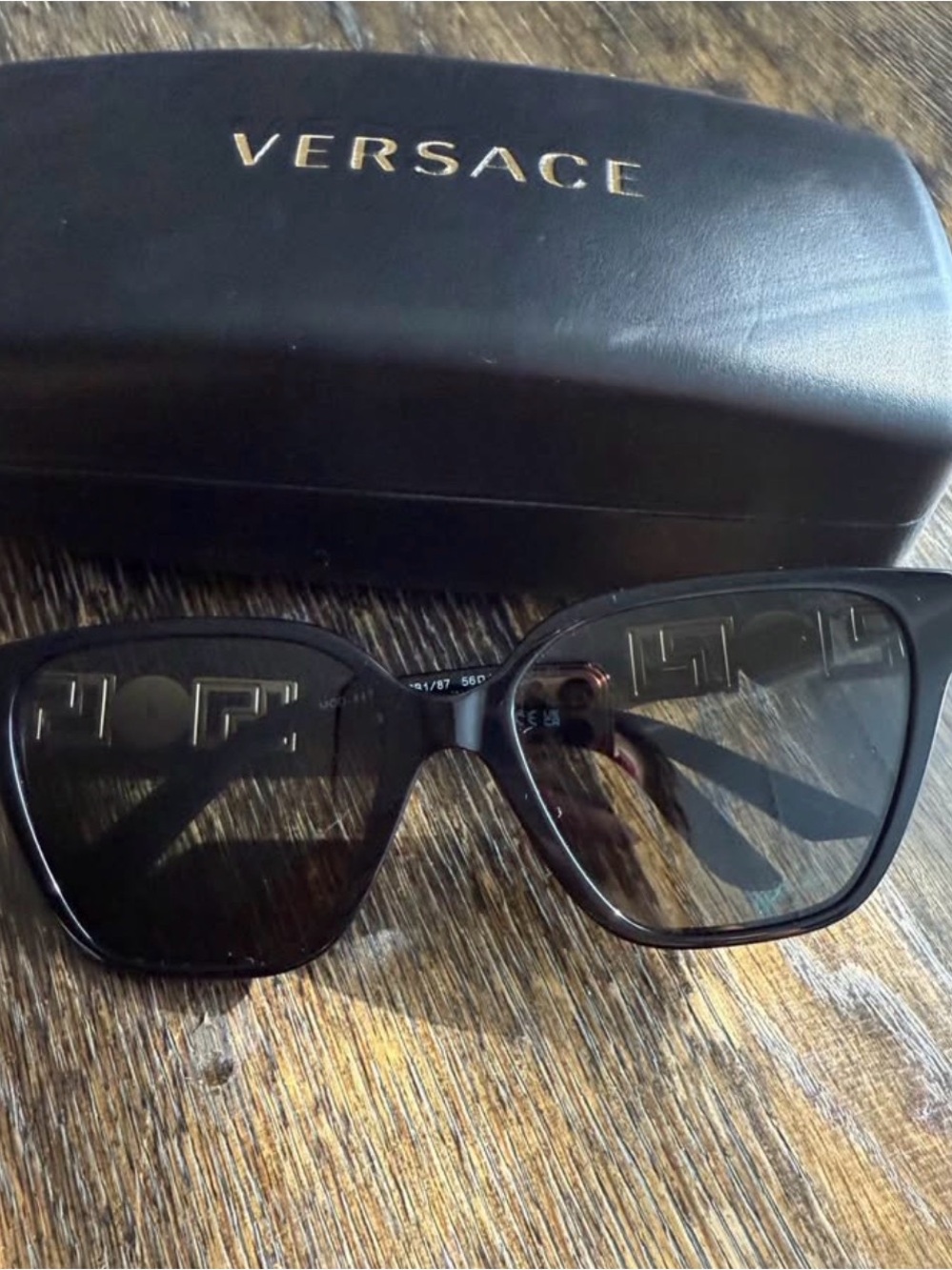 Versace Black Oversized Cat-Eye Sunglasses with Dark Lenses